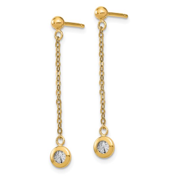14k Two-tone Polished D/C Post Dangle Earrings - Image 2
