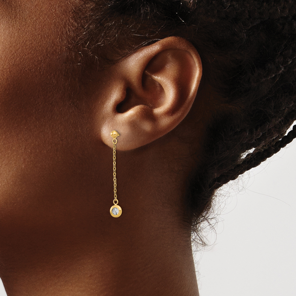 14k Two-tone Polished D/C Post Dangle Earrings - Image 3