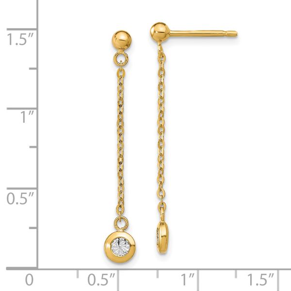 14k Two-tone Polished D/C Post Dangle Earrings - Image 4