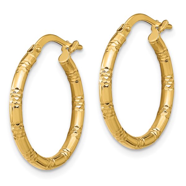 14k 2mm Polished D/C Hoop Earrings - Image 2