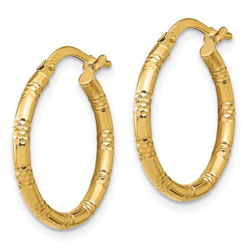 14k 2mm Polished D/C Hoop Earrings - Image 2
