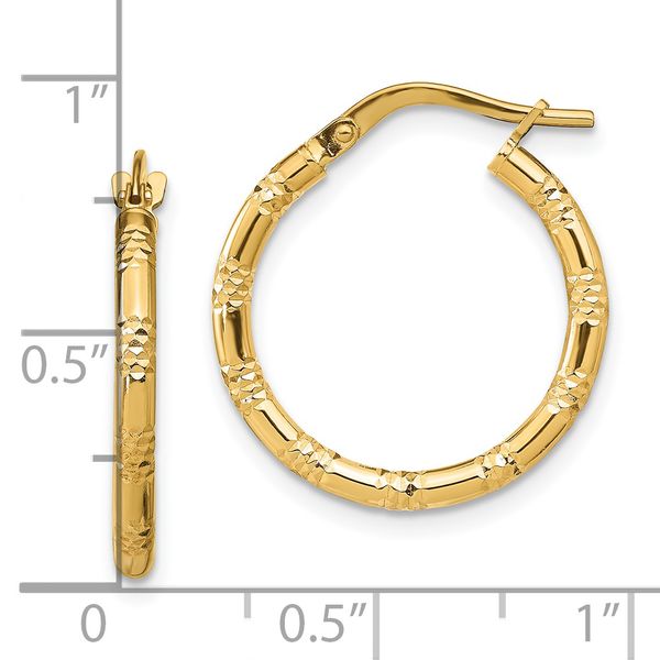 14k 2mm Polished D/C Hoop Earrings - Image 4