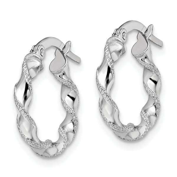 Leslie's 14K White Gold Twisted Hoop Earrings - Image 3