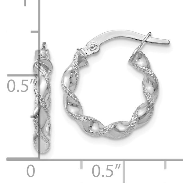 Leslie's 14K White Gold Twisted Hoop Earrings - Image 4