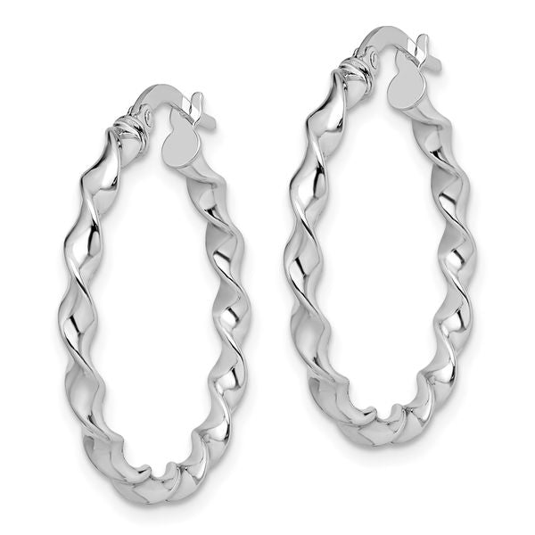 Leslie's 14K White Gold Twisted Hoop Earrings - Image 2