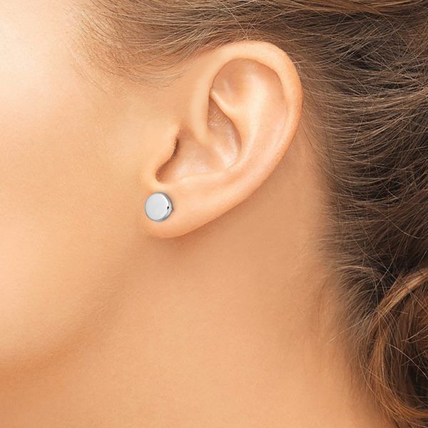 Leslie's 14k White Gold Polished Button Post Earrings - Image 3