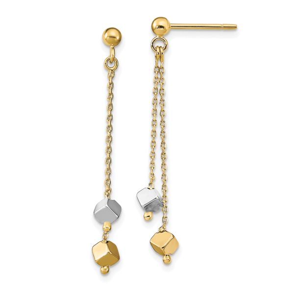 Leslie's 14K Two-tone Polished Beaded Post Dangle Earrings