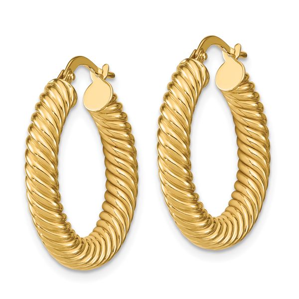 Leslie's 14K Polished Textured Hoop Earrings - Image 2