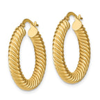 Leslie's 14K Polished Textured Hoop Earrings - Image 2