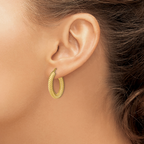 Leslie's 14K Polished Textured Hoop Earrings - Image 3