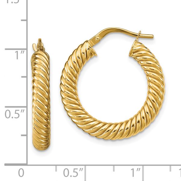 Leslie's 14K Polished Textured Hoop Earrings - Image 4