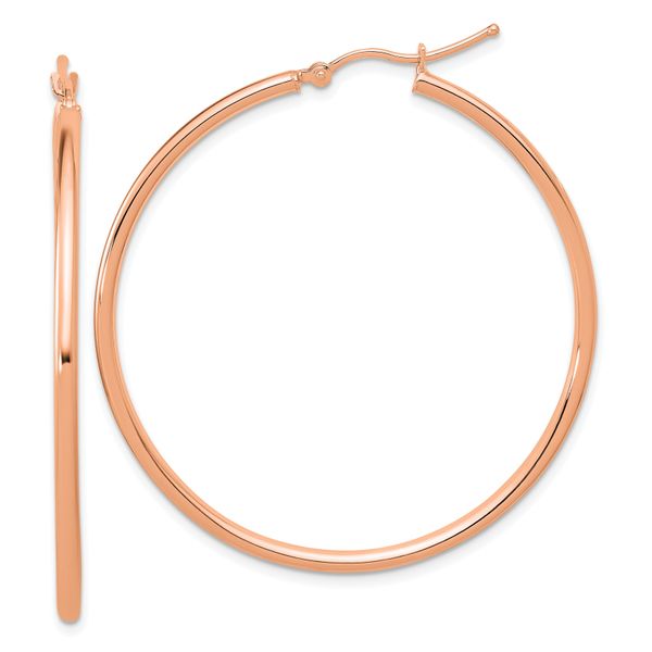 Leslie's 14k Rose Gold Polished 2x45mm Polished Hoop Earrings