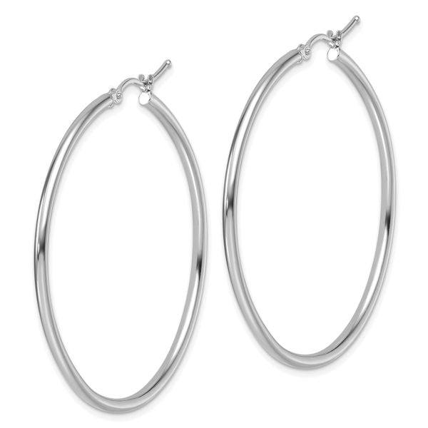 Leslie's 14K White Gold Polished 2mm Hoop Earrings - Image 2