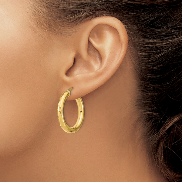 Leslie's 14k Polished D/C Hoop Earrings - Image 3