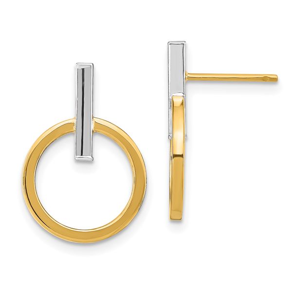 Leslie's 14K w/ White Rhodium Polished Post Dangle Earrings