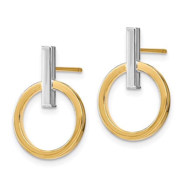 Leslie's 14K w/ White Rhodium Polished Post Dangle Earrings - Image 2