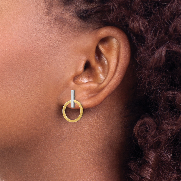 Leslie's 14K w/ White Rhodium Polished Post Dangle Earrings - Image 3