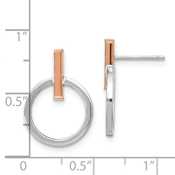 14K with White Rhodium and Rose Gold-Plating Polished Post Dangle Earrings - Image 4