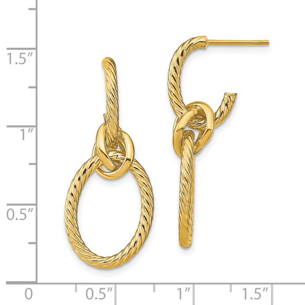 Leslie's 14K Polished Textured Post Dangle Earrings - Image 4