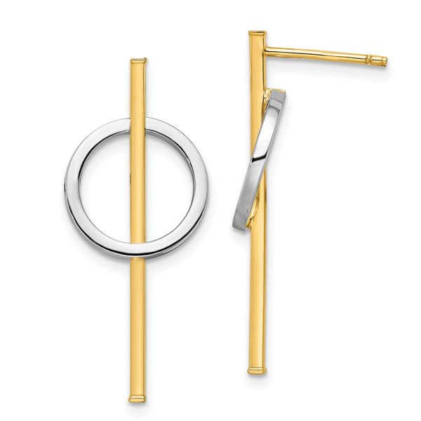 Leslie's 14K with Rhodium Post Dangle Earrings