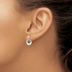 Leslie's 14K White Gold Polished Textured Post Dangle Earrings - Image 3