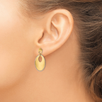 14K Two-tone Polished Textured Post Dangle Earrings - Image 3