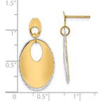 14K Two-tone Polished Textured Post Dangle Earrings - Image 4