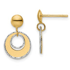 Leslie's 14K Two-tone Polished Textured Post Dangle Earrings