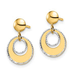 Leslie's 14K Two-tone Polished Textured Post Dangle Earrings - Image 2