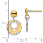 Leslie's 14K Two-tone Polished Textured Post Dangle Earrings - Image 4
