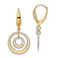 Leslie's 14K Two-tone Polished Textured Leverback Dangle Earrings
