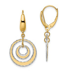 Leslie's 14K Two-tone Polished Textured Leverback Dangle Earrings