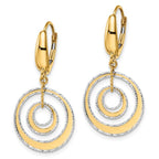 Leslie's 14K Two-tone Polished Textured Leverback Dangle Earrings - Image 2