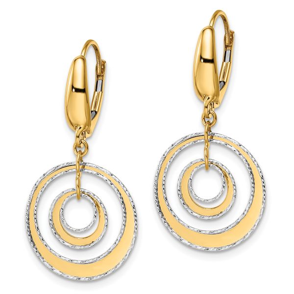 Leslie's 14K Two-tone Polished Textured Leverback Dangle Earrings - Image 2