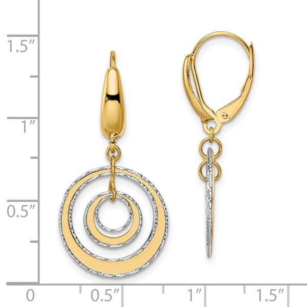 Leslie's 14K Two-tone Polished Textured Leverback Dangle Earrings - Image 4