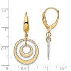 Leslie's 14K Two-tone Polished Textured Leverback Dangle Earrings - Image 4