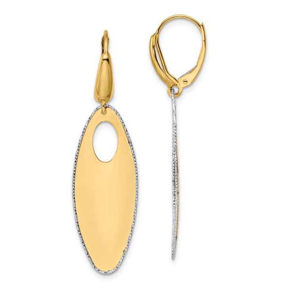 Leslie's 14K Two-tone Polished Textured Leverback Dangle Earrings