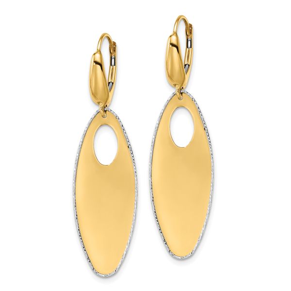 Leslie's 14K Two-tone Polished Textured Leverback Dangle Earrings - Image 2