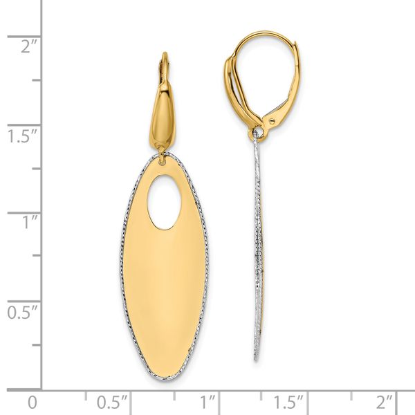 Leslie's 14K Two-tone Polished Textured Leverback Dangle Earrings - Image 4