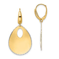 Leslie's 14K Two-tone Polished Textured Leverback Dangle Earrings