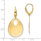 Leslie's 14K Two-tone Polished Textured Leverback Dangle Earrings - Image 4