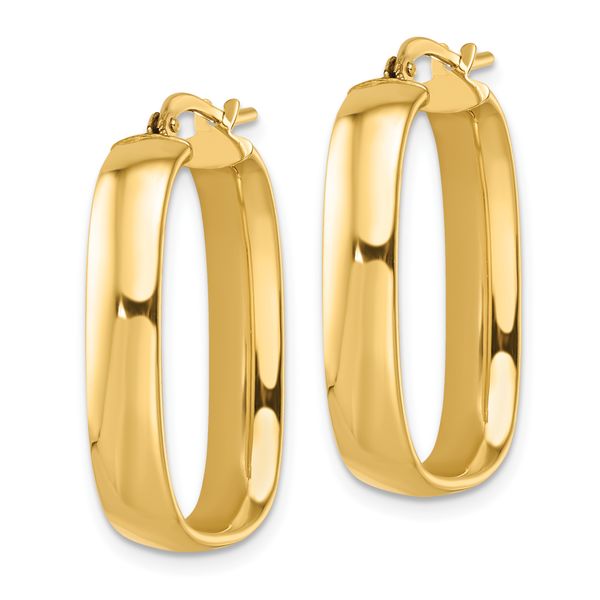 Leslie's 14K Polished Squared Oval Hoop Earrings - Image 2