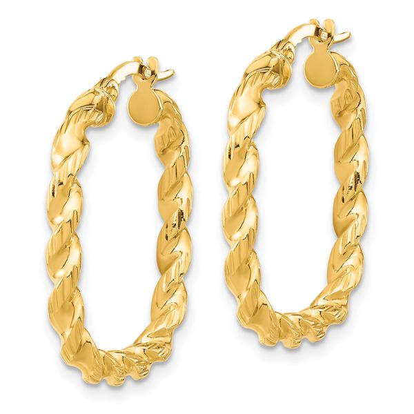 14K Polished Square Twisted Hoop Earrings - Image 2