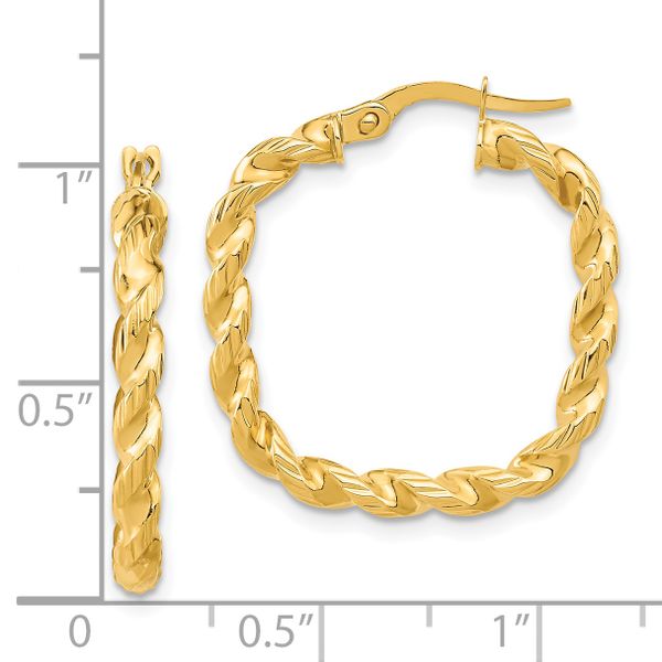 14K Polished Square Twisted Hoop Earrings - Image 4
