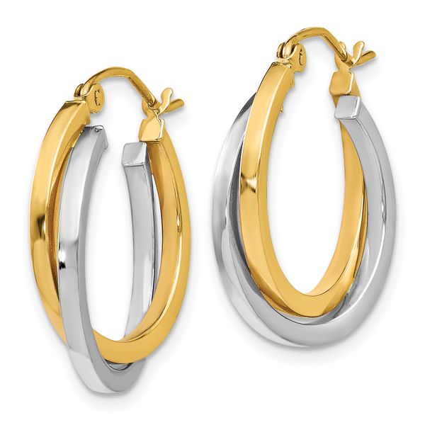 Leslie's 14K Two-tone Polished Hinged Hoop Earrings - Image 2