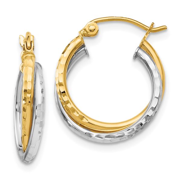 Leslie's 14K Two-tone D/C Hinged Hoop Earrings