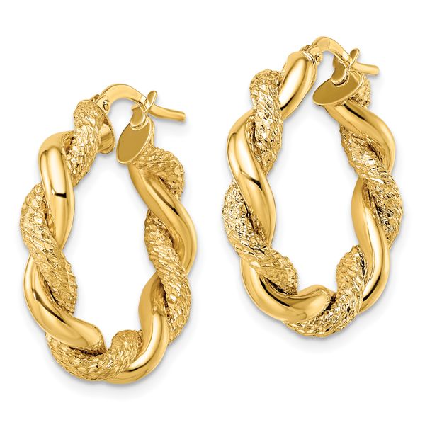 Leslie's 14K D/C Twisted Hoop Earrings - Image 2