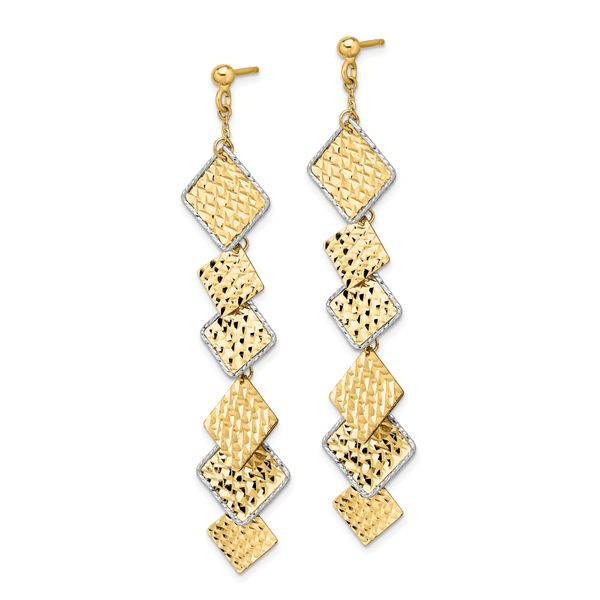 Leslie's 14K Two-tone Polished and Brushed D/C Post Dangle Earrings - Image 2