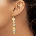 Leslie's 14K Two-tone Polished and Brushed D/C Post Dangle Earrings - Image 3