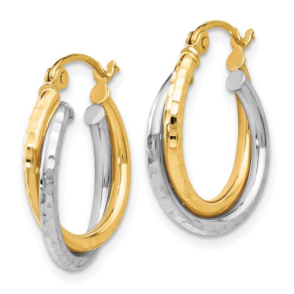 Leslie's 14K Two-tone D/C Hinged Hoop Earrings - Image 2